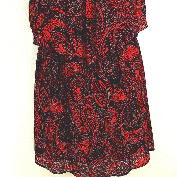 Sundress Sheer Chiffon lined red navy blue paisley Ruffled Whimsigoth Fairycore - Picture 5 of 9
